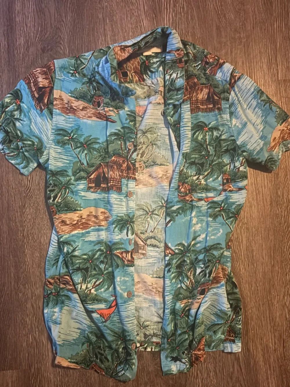 Tropical Island Resort Button-Down Resort Shirt Y2K beach Bahamas tee coastal